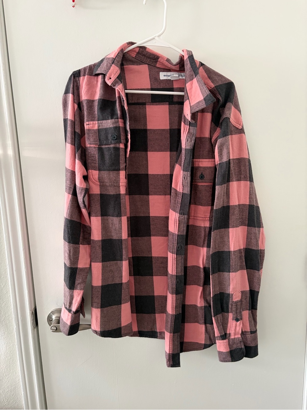 Old Navy Pink and Black Buffalo Plaid Button-Down Shirt
